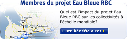 Membres du projet Eau Bleue RBC. Quel est l'impact du projet Eau Bleue RBC sur les collectivit&eacute;s &agrave; l'&eacute;chelle mondiale? Liste b&eacute;n&eacute;ficiaires.
