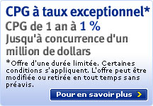 Offre de prime de 1%* sur les CPG non remboursables de 3 et de 5 ans
